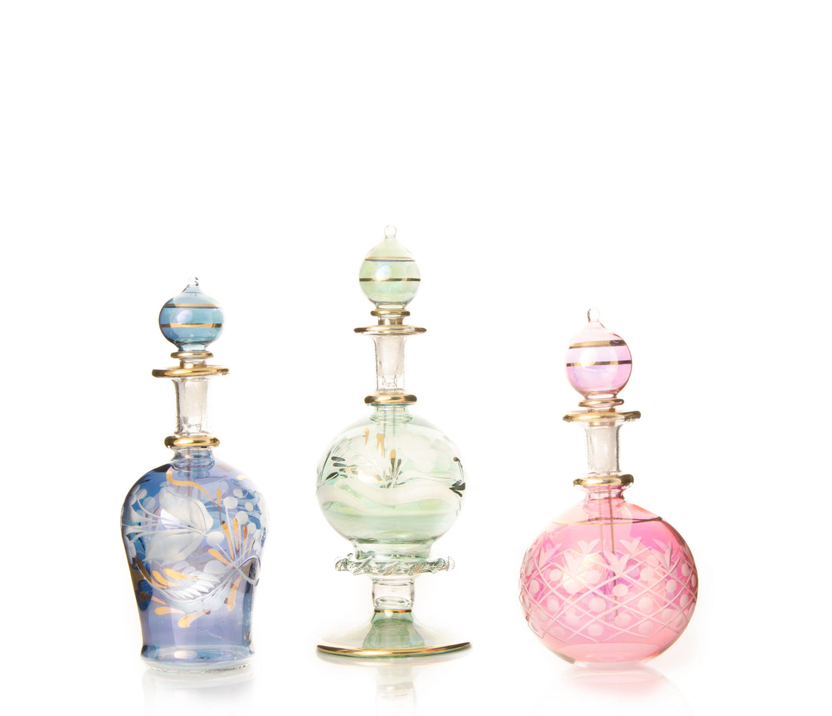 Hoda Orchid Charm — hand-blown Egyptian glass perfume bottle, Model 66, wholesale from Cairo