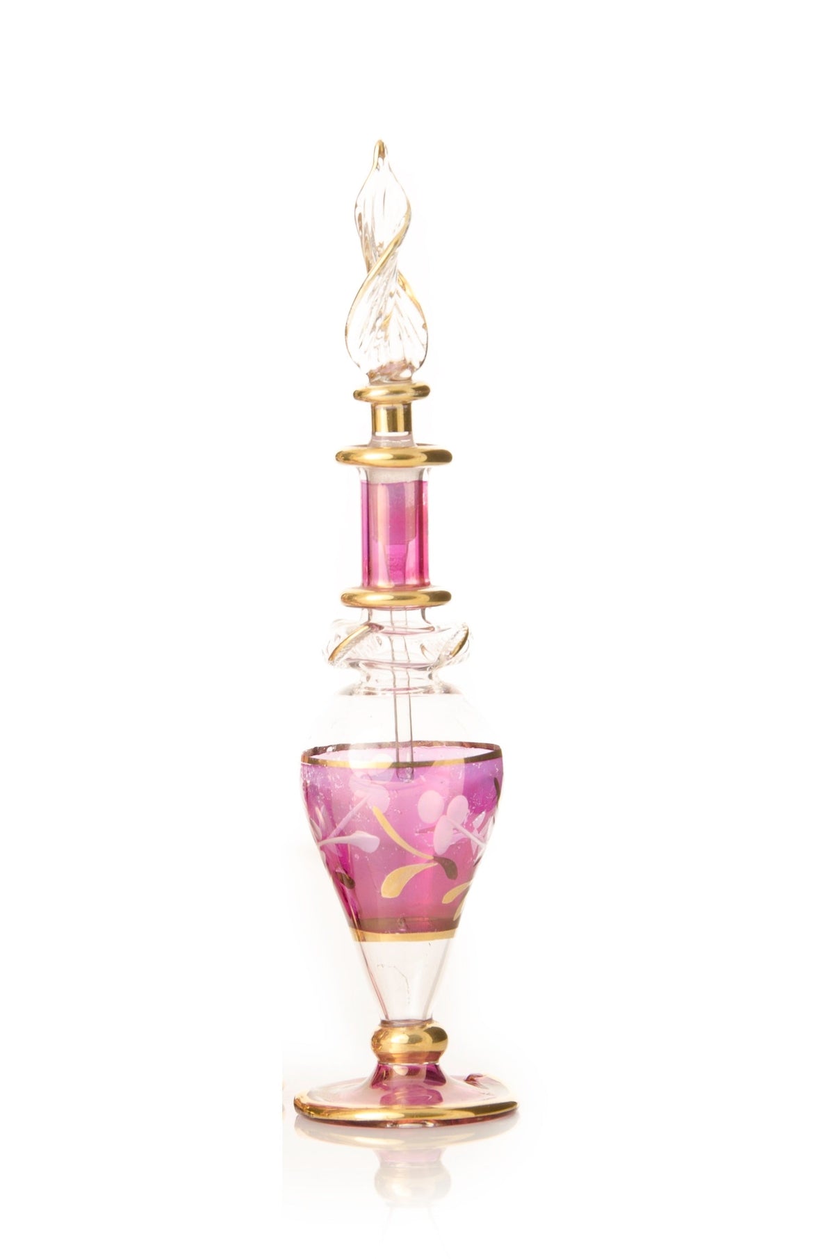Rania Engraved Rose — hand-blown Egyptian glass perfume bottle, Model 14, wholesale from Cairo