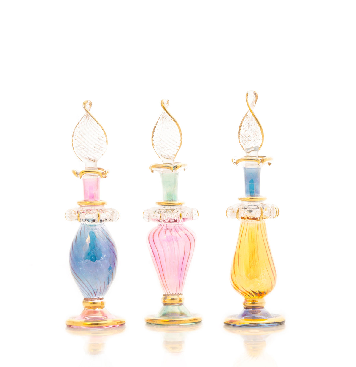 Mona Ribbed Ruffle — hand-blown Egyptian glass perfume bottle, Model 20, wholesale from Cairo