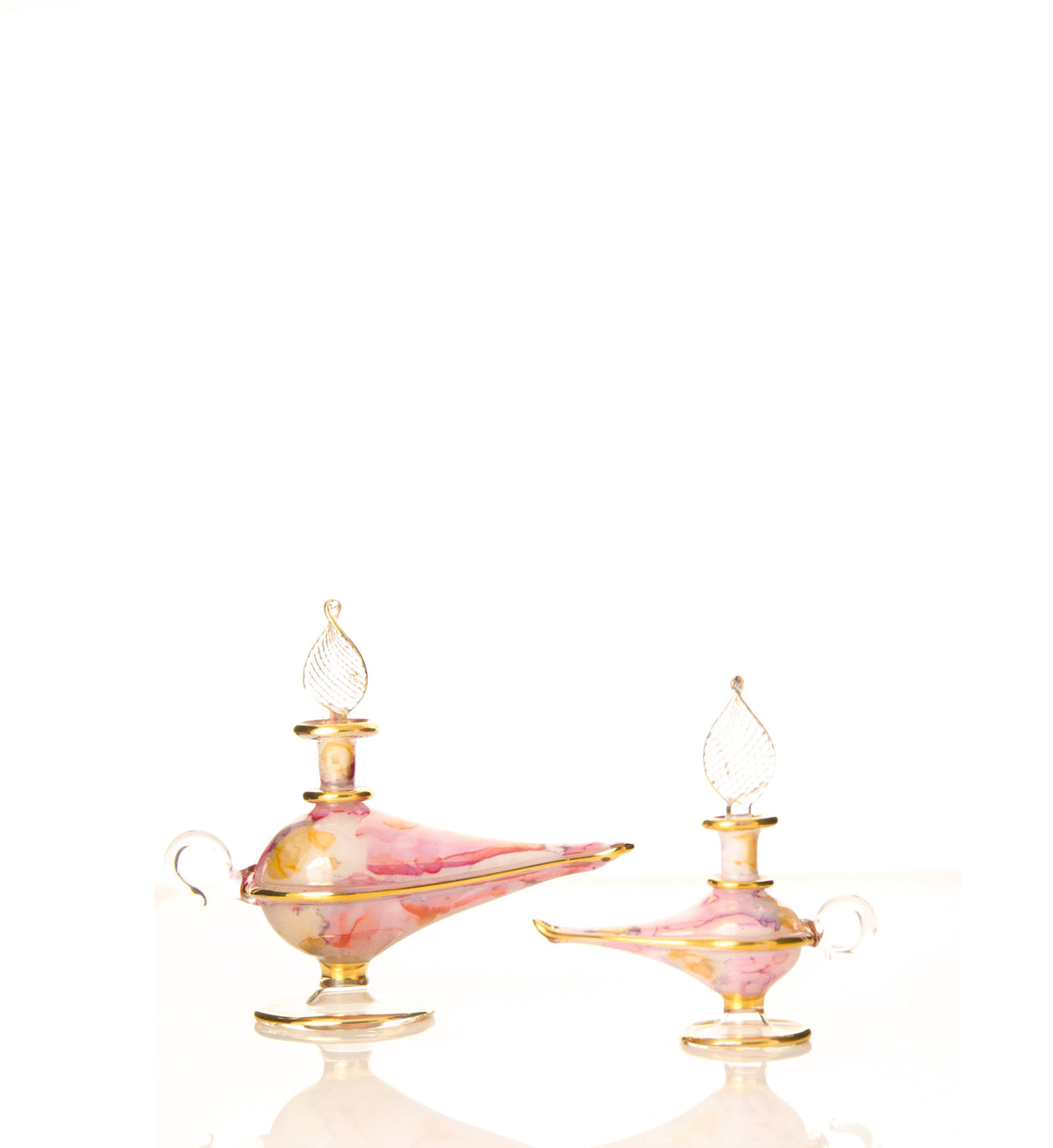 Misbah Aladdin Lamp — hand-blown Egyptian glass perfume bottle, Model 26, wholesale from Cairo