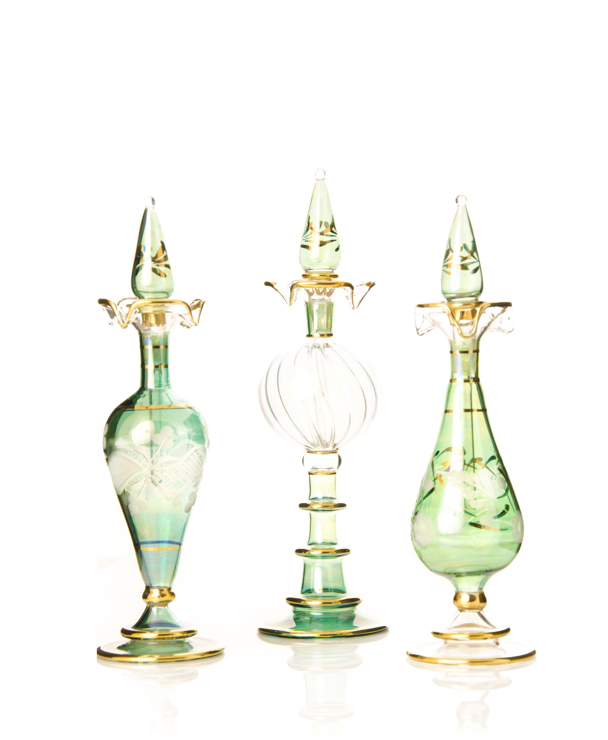 Lina Ribbed Bud — hand-blown Egyptian glass perfume bottle, Model 38, wholesale from Cairo