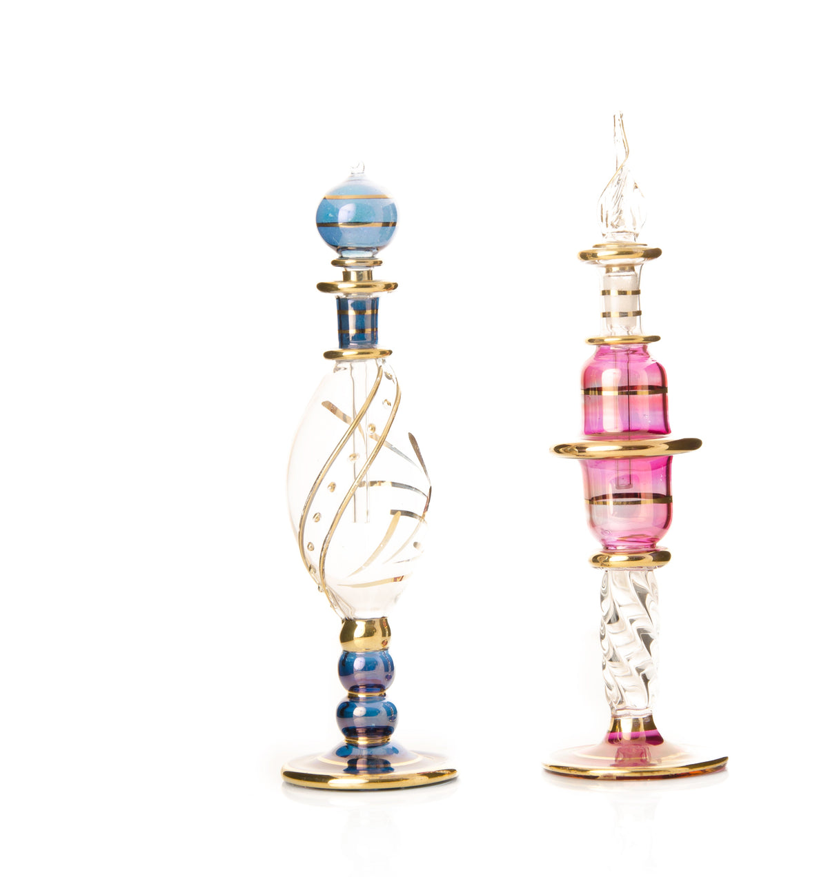 Aida Gilded Spiral — hand-blown Egyptian glass perfume bottle, Model 45, wholesale from Cairo