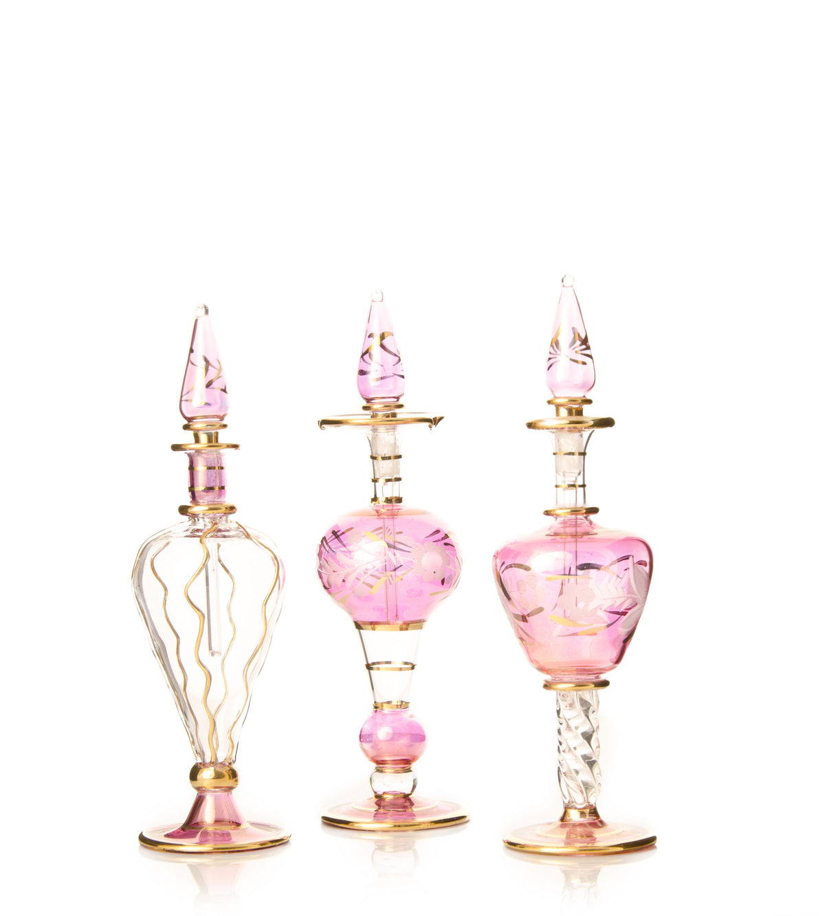Amani Golden Ripple — hand-blown Egyptian glass perfume bottle, Model 48, wholesale from Cairo