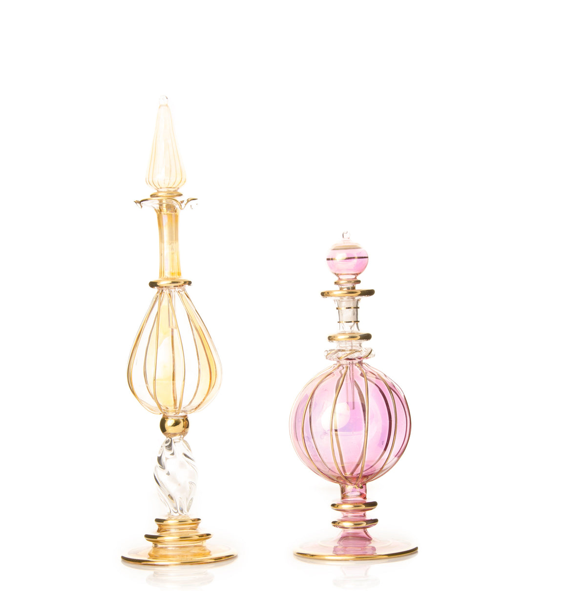 Yara Caged Flame — hand-blown Egyptian glass perfume bottle, Model 77, wholesale from Cairo
