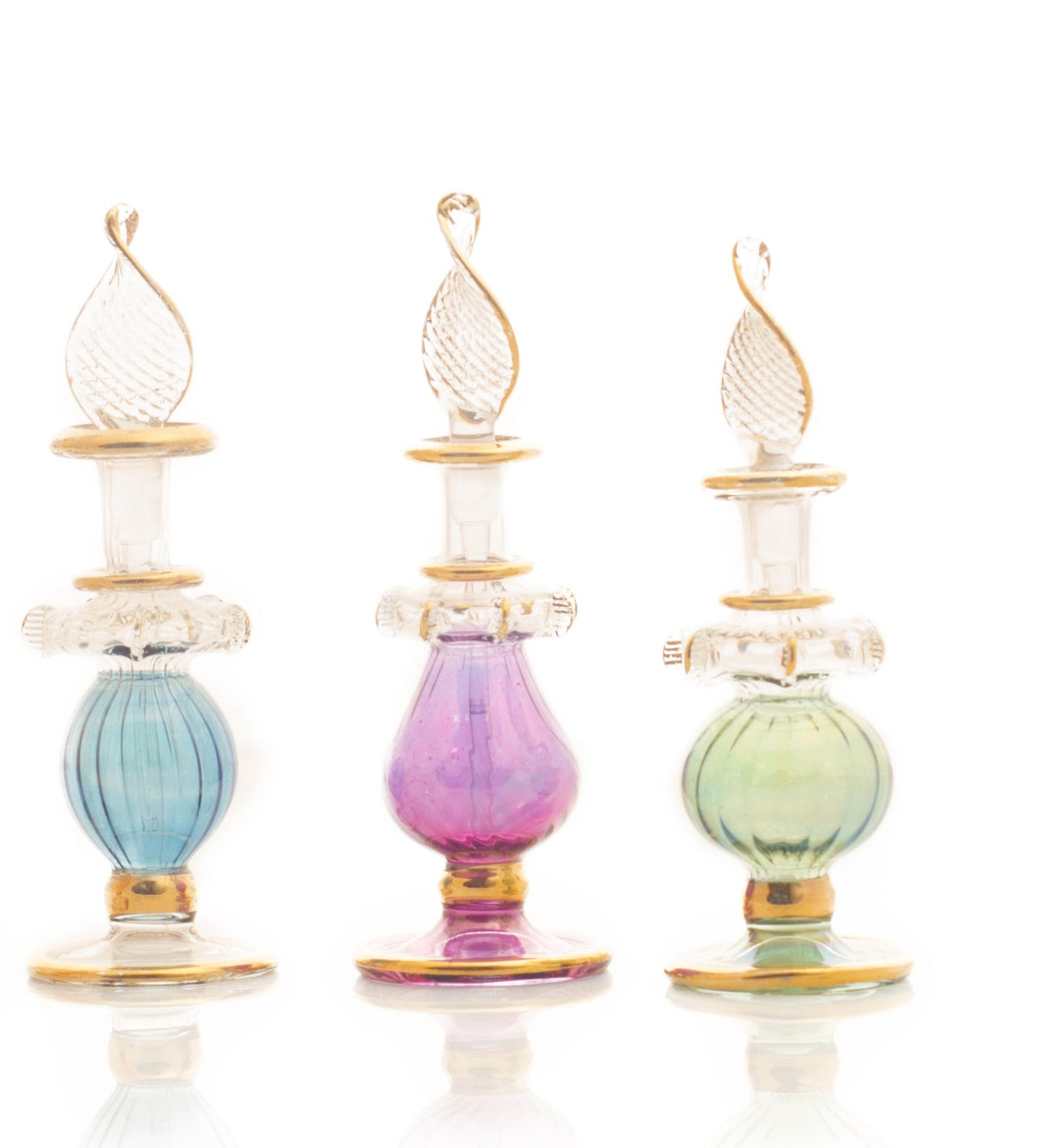 Aswan Ribbed Globe — hand-blown Egyptian glass perfume bottle, Model 07, wholesale from Cairo