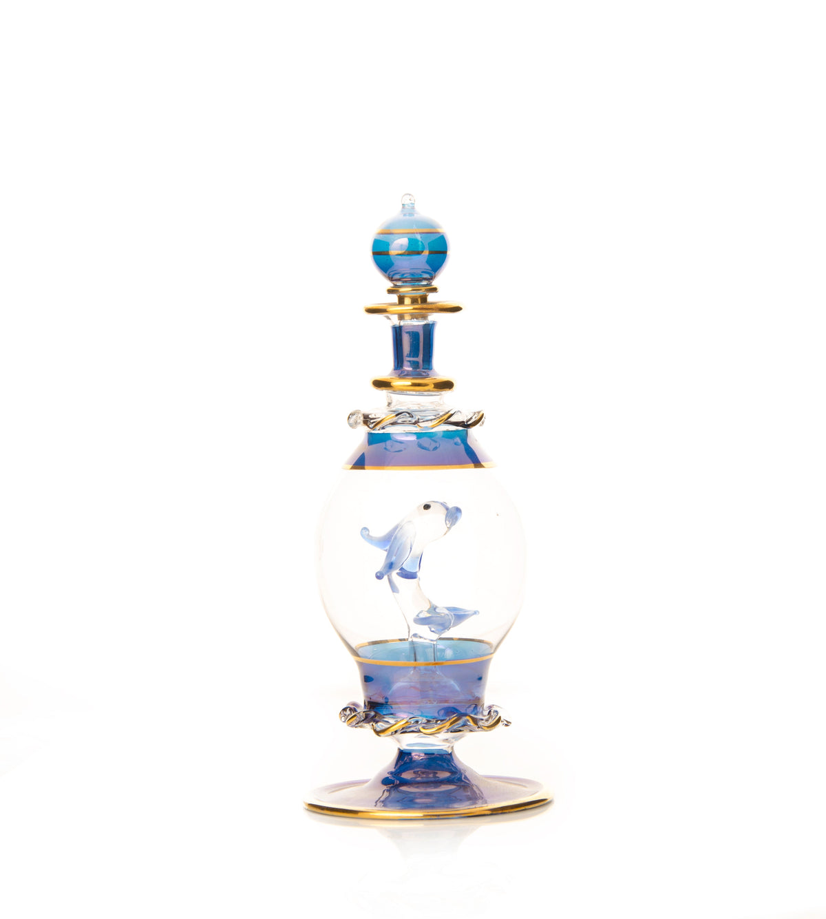 Marina Dolphin Globe — hand-blown Egyptian glass perfume bottle, Model 93, wholesale from Cairo