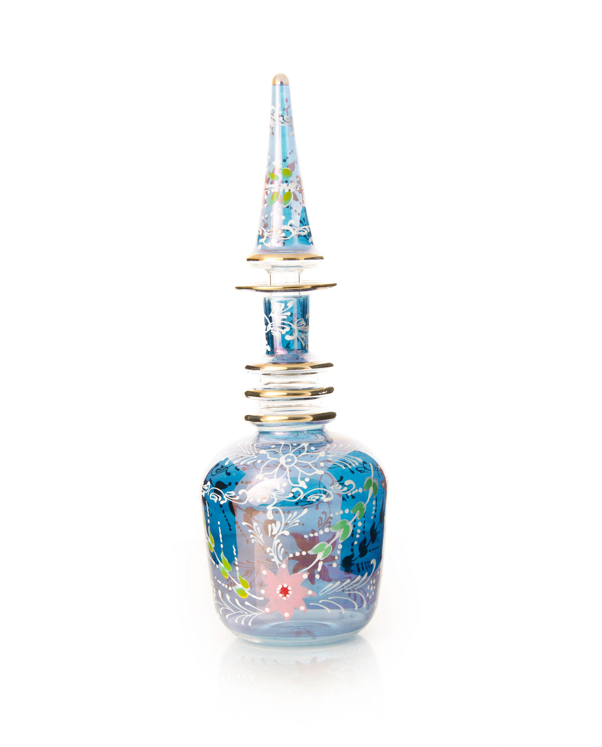 Kawthar Painted Decanter — hand-blown Egyptian glass perfume bottle, Model 94, wholesale from Cairo