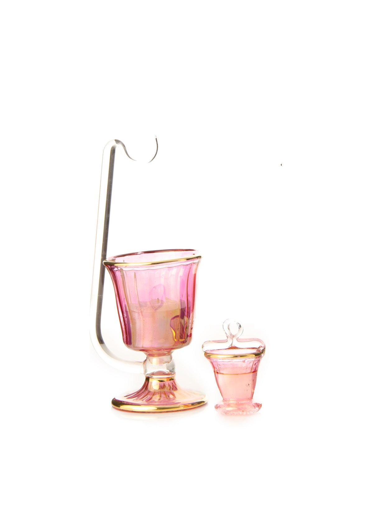 Brûle-parfum en verre égyptien — Urjuha · Lampe à parfum à coupelle suspendue sur crochet de verre, env. 18 cm (Modèle 160)