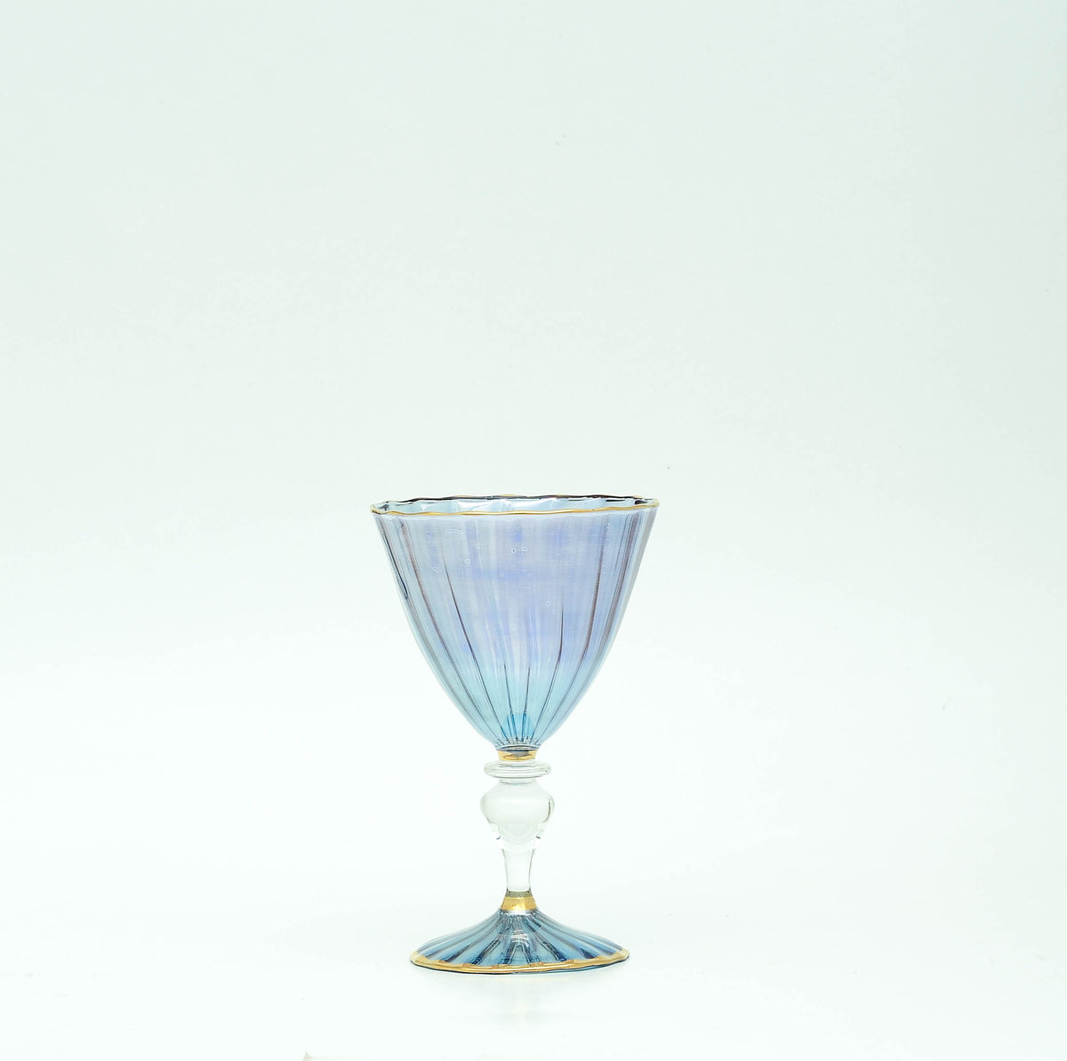 Nil blue ribbed glass goblet, hand-blown Egyptian glass