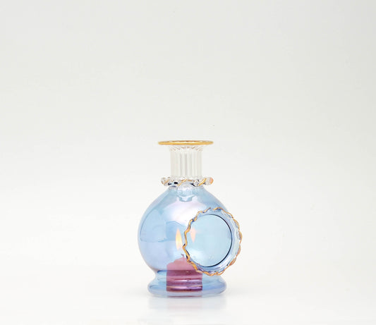 Durra globe mini perfume bottle in blue and rose glass