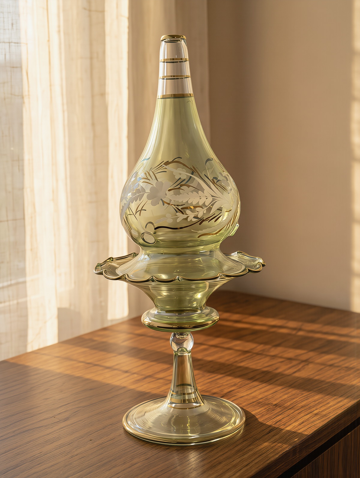 Egyptian Glass Mabkhara — Burj · Grand Engraved Tower, 35 cm (Model 153)