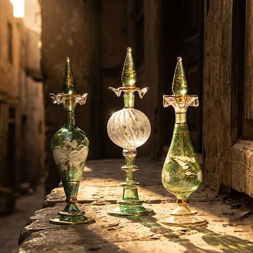 Hand-blown Egyptian glass sample box — best-selling pieces from the Grand Bazaar Cairo workshop