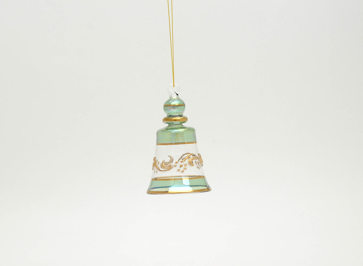 Naqous Emerald Bell hand-blown Egyptian glass Christmas ornament, Model 110 — wholesale from Cairo