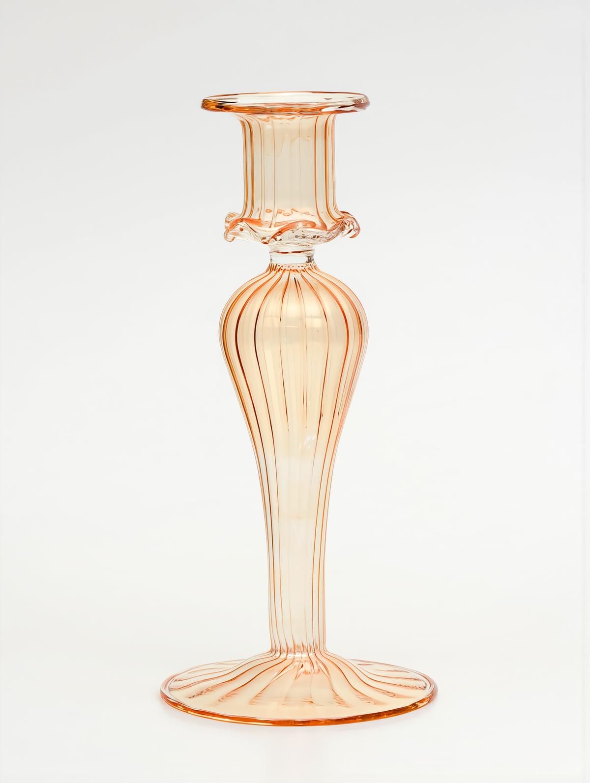 Grazia hand-blown glass taper candlestick, peach blush, Candela C09 — Grand Bazaar Egypt
