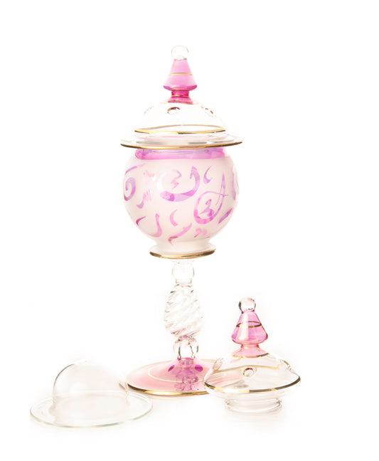 Jihaz bride’s set — lidded bakhoor jar on a crystal stem, 25 cm