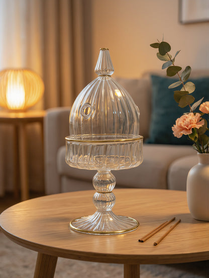Egyptian Glass Mabkhara — Domed Pedestal Bakhoor Burner (Model 144)