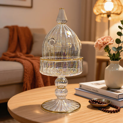 Egyptian Glass Mabkhara — Domed Pedestal Bakhoor Burner (Model 144)