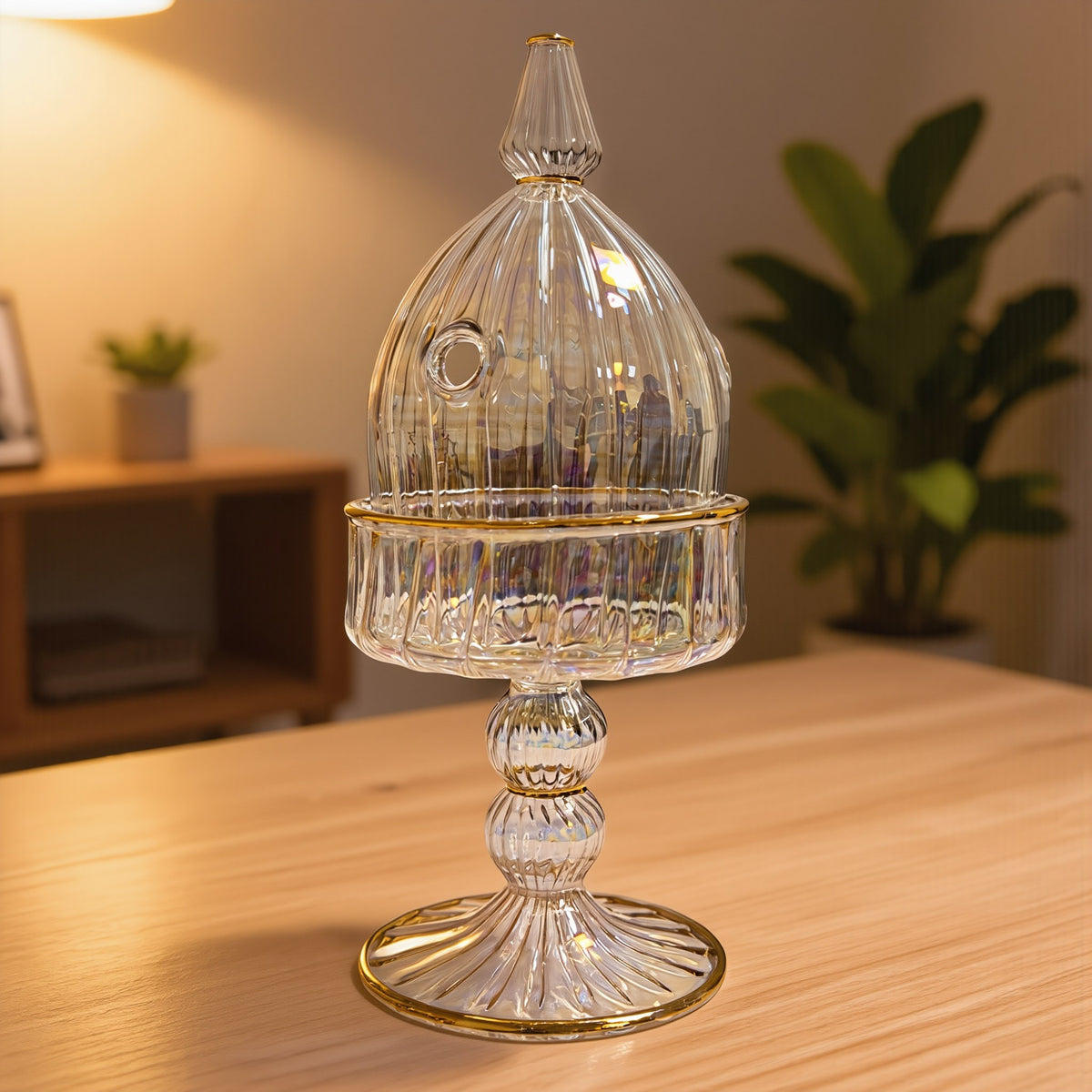 Egyptian Glass Mabkhara — Domed Pedestal Bakhoor Burner (Model 144)