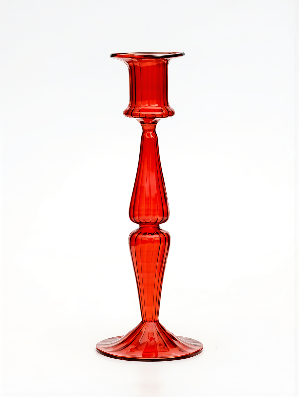 Fiamma hand-blown glass taper candlestick, red, Candela C01 — Grand Bazaar Egypt