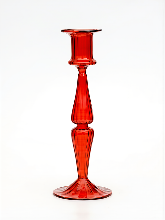 Fiamma hand-blown glass taper candlestick, red, Candela C01 — Grand Bazaar Egypt