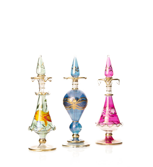 Shams Sunflower Fan — hand-blown Egyptian glass perfume bottle, Model 51, wholesale from Cairo