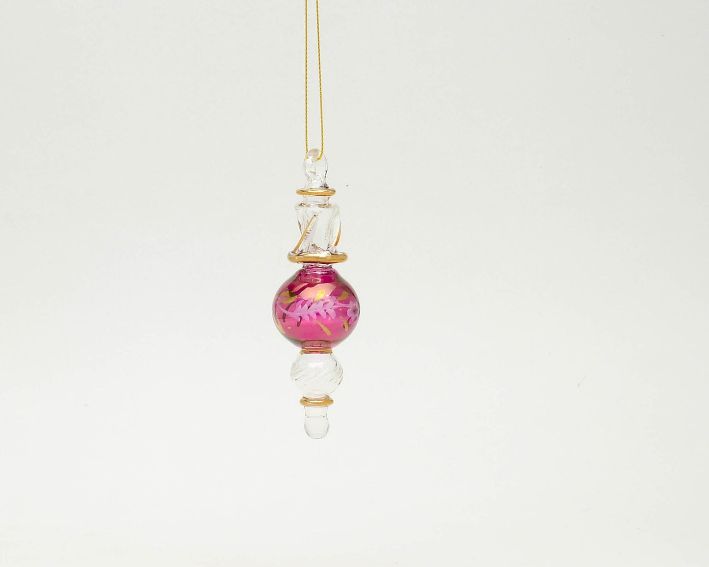 Zahra Painted Rose Globe hand-blown Egyptian glass Christmas ornament, Model 119 — wholesale from Cairo
