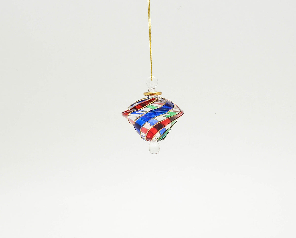 Dawama Carousel Swirl hand-blown Egyptian glass Christmas ornament, Model 108 — wholesale from Cairo