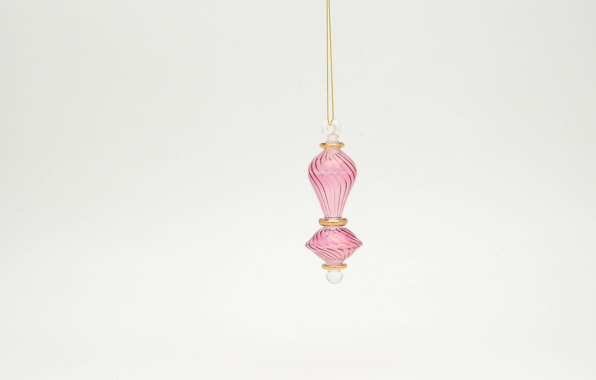 Lulu Rose Optic Swirl hand-blown Egyptian glass Christmas finial, Model 120 — wholesale from Cairo