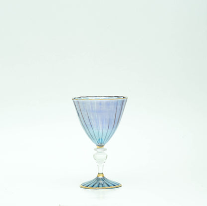 Nil blue ribbed glass goblet, hand-blown Egyptian glass