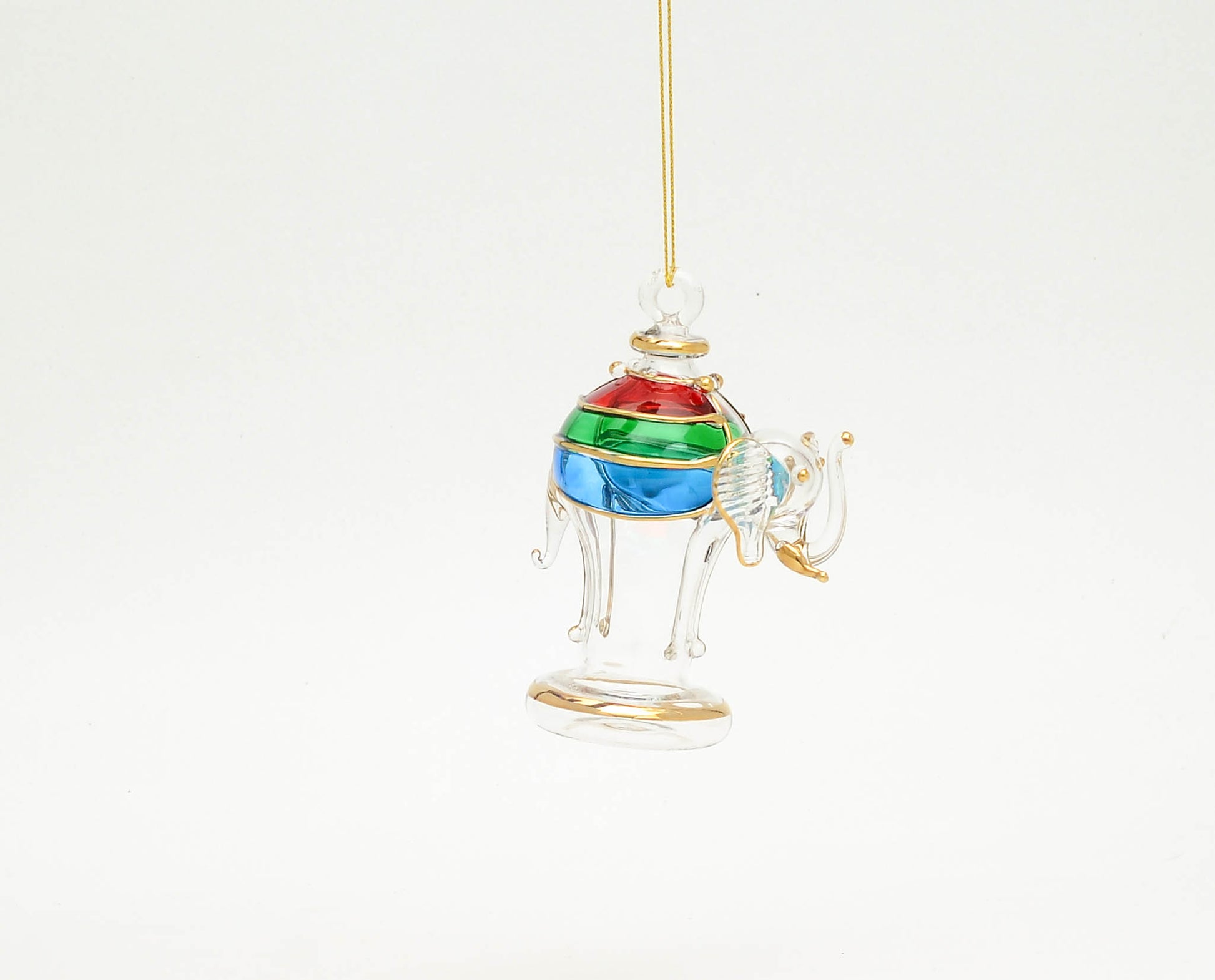 Fil Jewelled Elephant hand-blown Egyptian glass Christmas ornament, Model 121 — wholesale from Cairo
