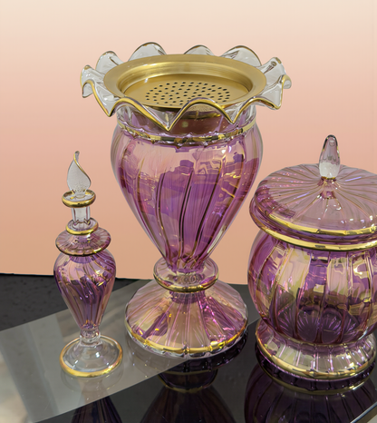 Blue etched bakhoor set, lifestyle view