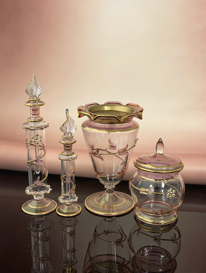 Ward rose glass bakhoor set — lifestyle view