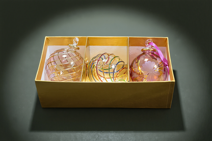 Hand-blown glass Christmas ornament gift set in a gold box — Grand Bazaar Egypt