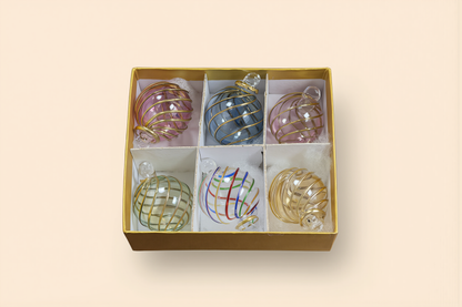 Egyptian glass Christmas ornaments in a gold gift box