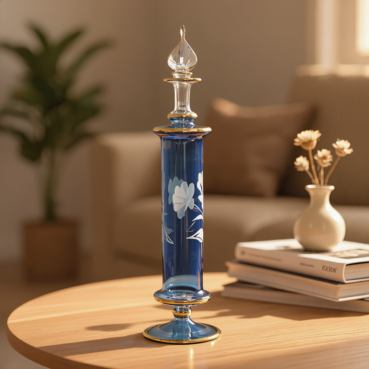 Naqsh — Brûle-encens gravé, flacon à parfum et pot à bakhour, Rose ou Bleu (Coffret 11)