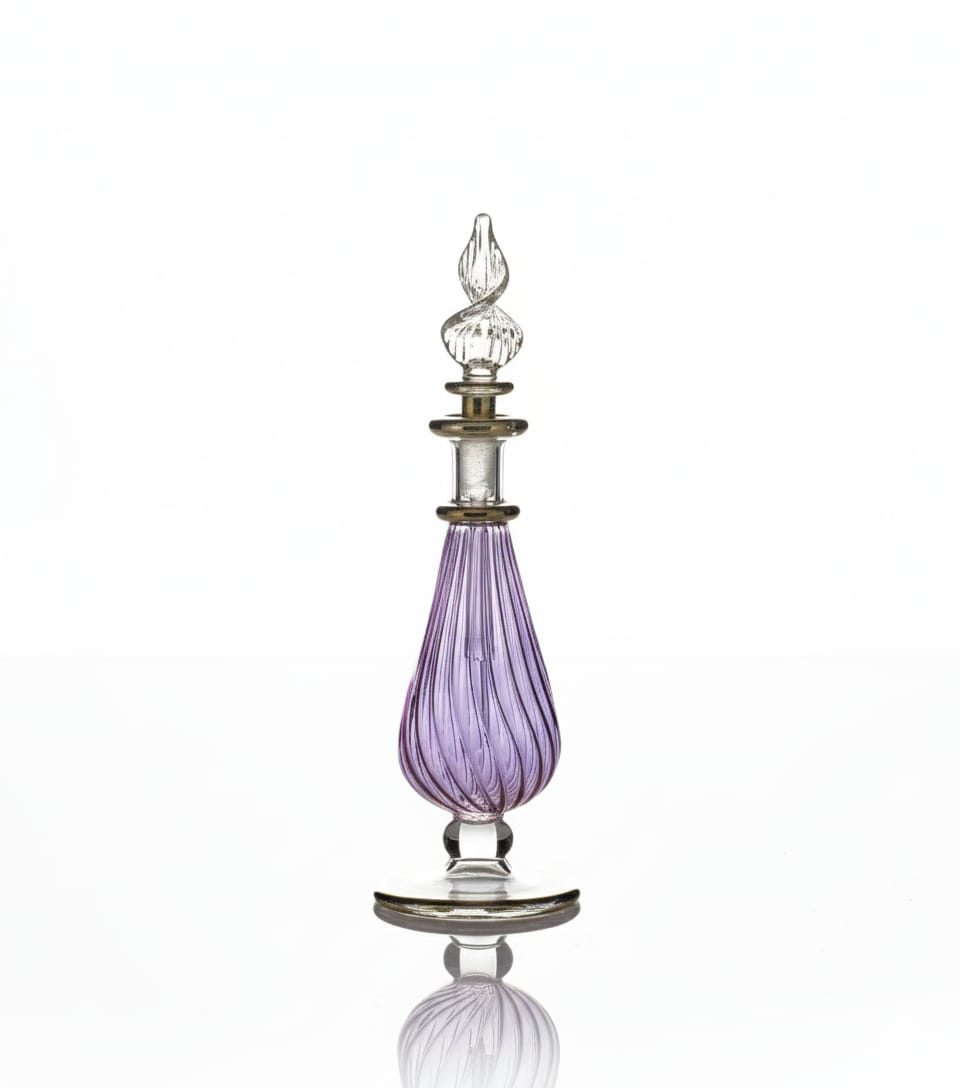 Artisanal Twisted Glass Perfume Bottle – Elegant Handmade Design